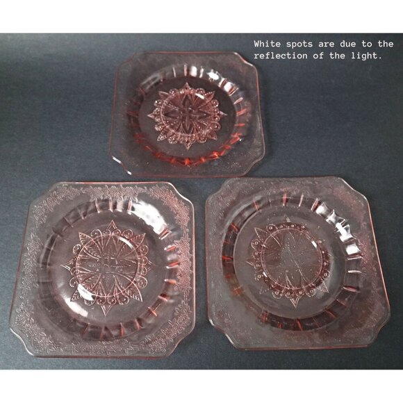 Vintage Pink Adam Depression Glass 2 Bread & Butter Plates 3 Saucers Jeanette - Picture 4 of 5